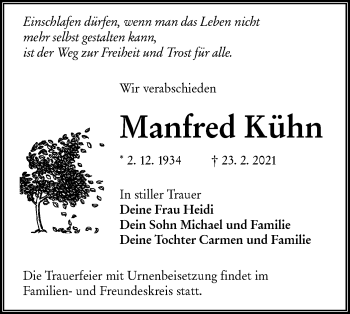 Traueranzeige von Manfred Kühn von lausitzer_rundschau