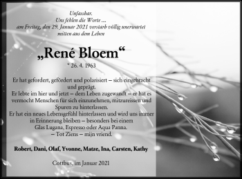 Traueranzeige von René Bloem von lausitzer_rundschau