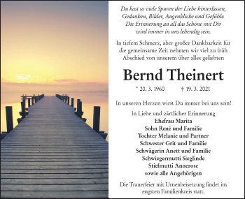 Traueranzeige von Bernd Theinert von lausitzer_rundschau