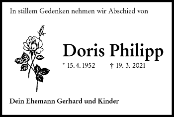Traueranzeige von Doris Philipp von lausitzer_rundschau