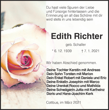 Traueranzeige von Edith Richter von lausitzer_rundschau