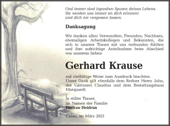 Traueranzeige von Gerhard Krause von lausitzer_rundschau