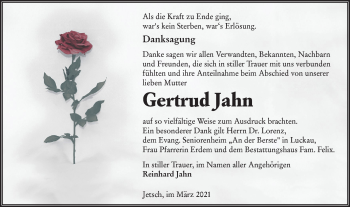 Traueranzeige von Gertrud Jahn von lausitzer_rundschau