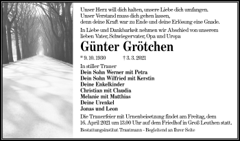 Traueranzeige von Günter Grötchen von lausitzer_rundschau