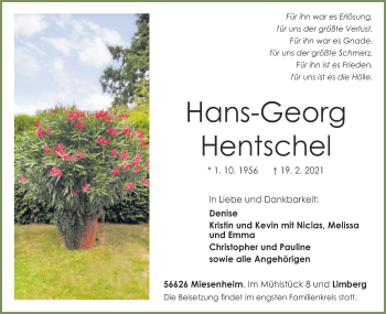 Traueranzeige von Hans-Georg Hentschel von lausitzer_rundschau