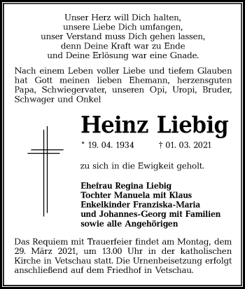 Traueranzeige von Heinz Liebig von lausitzer_rundschau