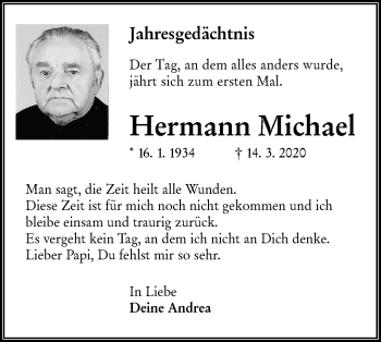 Traueranzeige von Hermann Michael von lausitzer_rundschau