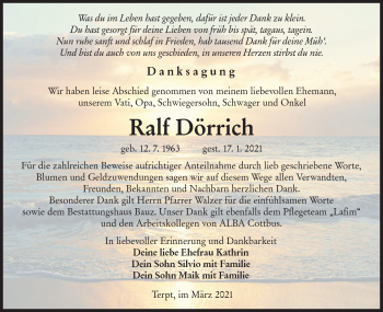 Traueranzeige von Ralf Dörrich von lausitzer_rundschau
