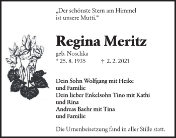 Traueranzeige von Regina Meritz von lausitzer_rundschau