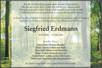 Traueranzeige von Siegfried Erdmann von lausitzer_rundschau