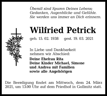 Traueranzeige von Wilfried Petrick von lausitzer_rundschau