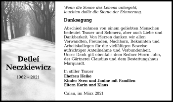 Traueranzeige von Detlef Neczkiewicz von lausitzer_rundschau