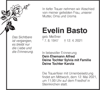 Traueranzeige von Evelin Basto von lausitzer_rundschau
