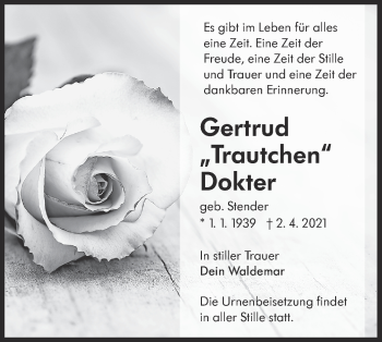 Traueranzeige von Gertrud Dokter von lausitzer_rundschau