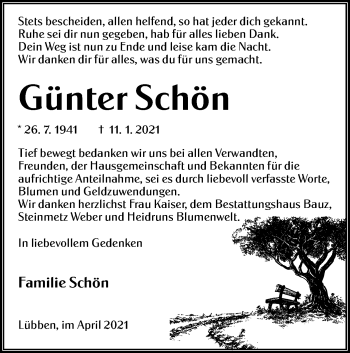 Traueranzeige von Günter Schön von lausitzer_rundschau