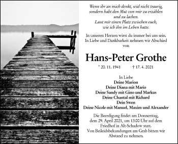 Traueranzeige von Hans-Peter Grothe von lausitzer_rundschau