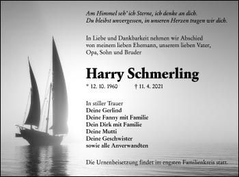 Traueranzeige von Harry Schmerling von lausitzer_rundschau