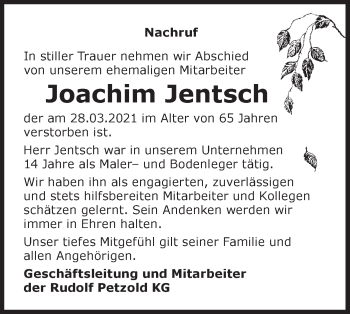 Traueranzeige von Joachim Jentsch von lausitzer_rundschau