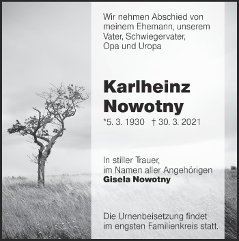 Traueranzeige von Karlheinz Nowotny von lausitzer_rundschau