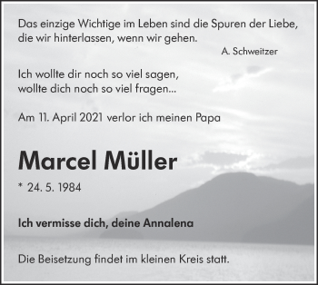 Traueranzeige von Marcel Müller von lausitzer_rundschau