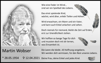 Traueranzeige von Martin Wobser von lausitzer_rundschau