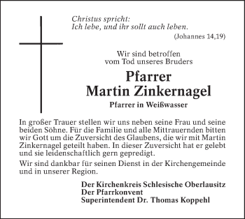 Traueranzeige von Martin Zinkernagel von lausitzer_rundschau