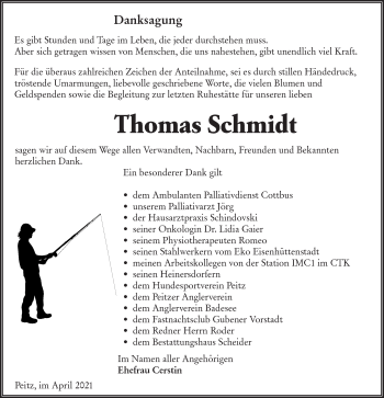 Traueranzeige von Thomas Schmidt von lausitzer_rundschau