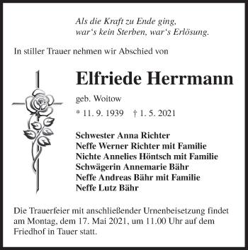 Traueranzeige von Elfriede Herrmann von lausitzer_rundschau