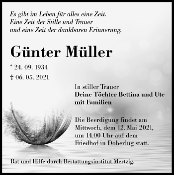 Traueranzeige von Günter Müller von lausitzer_rundschau