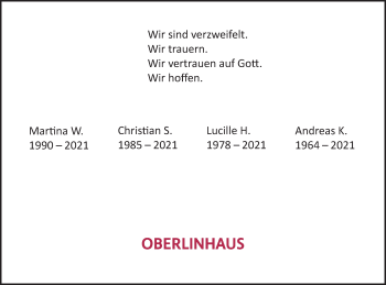 Traueranzeige von Oberlinhaus trauert um  von lausitzer_rundschau