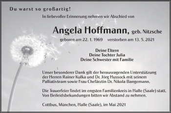 Traueranzeige von Angela Hoffmann von lausitzer_rundschau