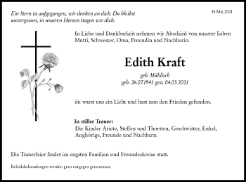 Traueranzeige von Edith Kraft von lausitzer_rundschau