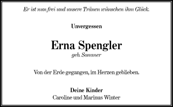 Traueranzeige von Erna Spengler von lausitzer_rundschau