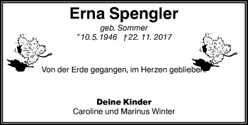 Traueranzeige von Erna Spengler von lausitzer_rundschau