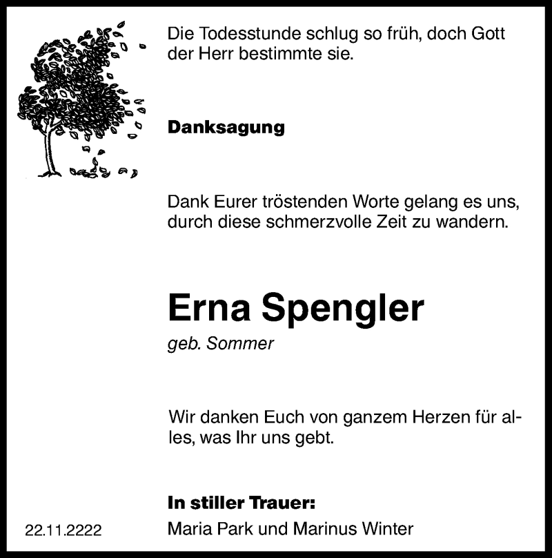  Traueranzeige für Erna Spengler vom 16.01.2021 aus lausitzer_rundschau