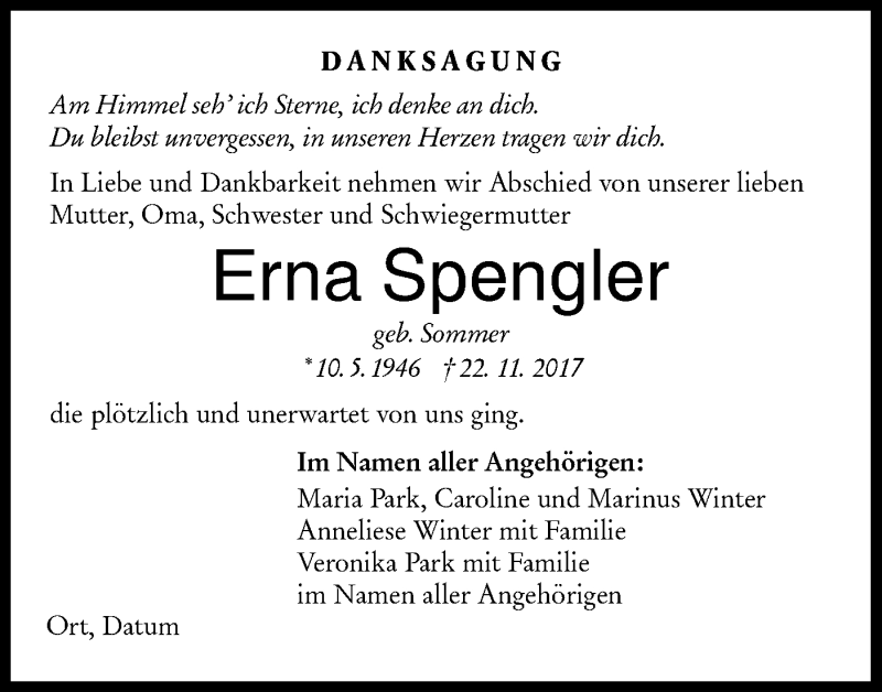  Traueranzeige für Erna Spengler vom 31.03.2021 aus lausitzer_rundschau