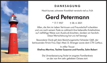 Traueranzeige von Gerd Petermann von lausitzer_rundschau