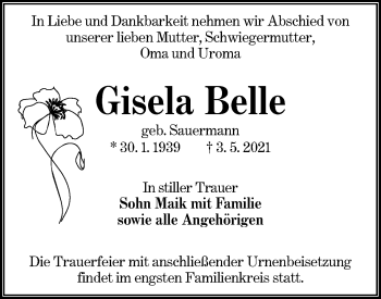 Traueranzeige von Gisela Belle von lausitzer_rundschau