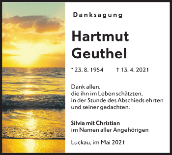 Traueranzeige von Hartmut Geuthel von lausitzer_rundschau