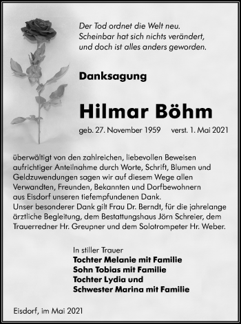 Traueranzeige von Hilmar Böhm von lausitzer_rundschau