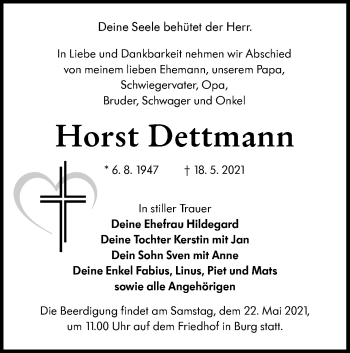 Traueranzeige von Horst Dettmann von lausitzer_rundschau