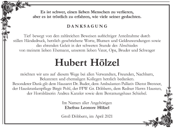 Traueranzeige von Hubert Hölzel von lausitzer_rundschau