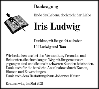 Traueranzeige von Iris Ludwig von lausitzer_rundschau