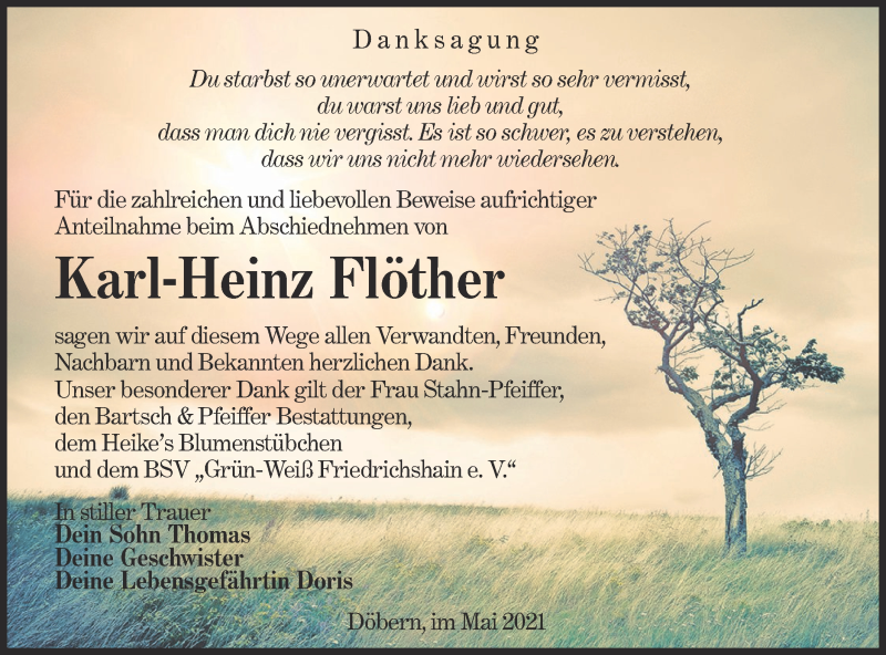  Traueranzeige für Karl-Heinz Flöther vom 28.05.2021 aus lausitzer_rundschau