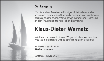 Traueranzeige von Klaus-Dieter Warnatz von lausitzer_rundschau