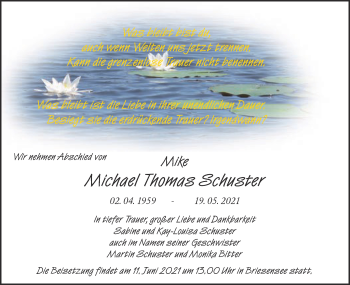 Traueranzeige von Michael Thomas Schuster von lausitzer_rundschau