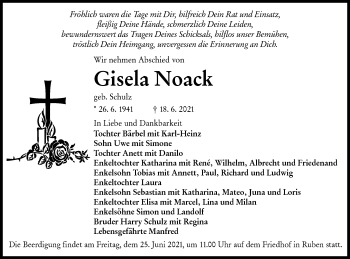 Traueranzeige von Gisela Noack von lausitzer_rundschau