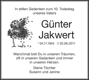 Traueranzeige von Günter Jakwert von lausitzer_rundschau