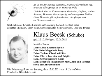 Traueranzeige von Klaus Beesk von lausitzer_rundschau