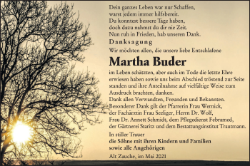 Traueranzeige von Martha Buder von lausitzer_rundschau
